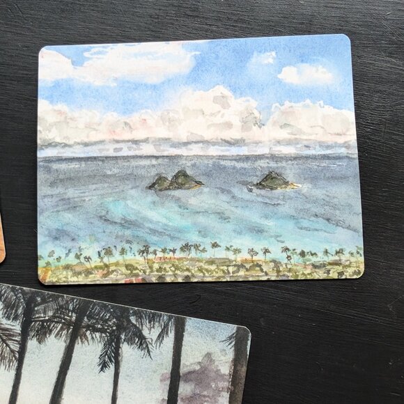 Set of 3 Beach Themed Post cards - Handmade - Oahu Hawaii Ocean Art - Picture 4 of 5